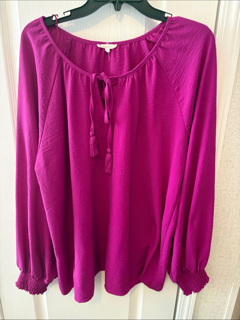 JODIFL Magenta Tassel Peasant Blouse